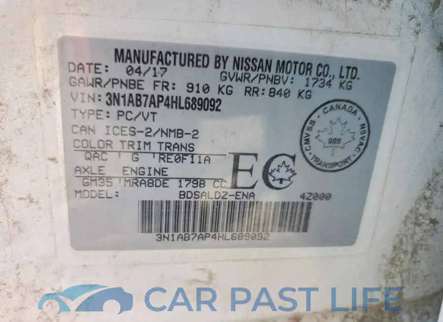 3N1AB7AP4HL689092# 12