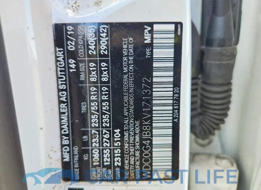 WDC0G4JB8KV171372# 13