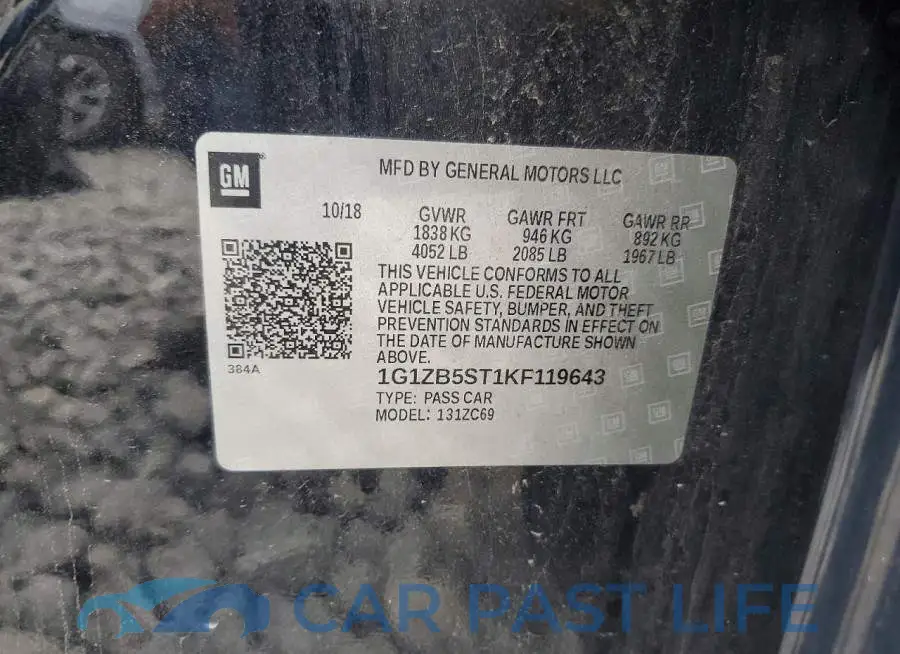 1G1ZB5ST1KF119643# 12