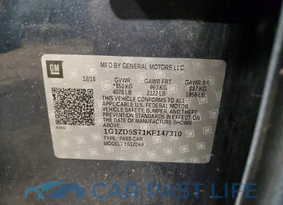 1G1ZD5ST1KF147310# 12