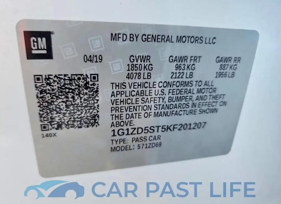 1G1ZD5ST5KF201207# 12