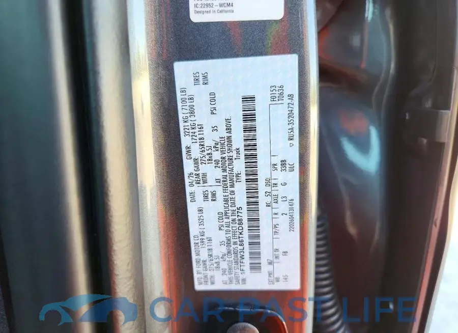 1FTFW3L86TKD88775# 13