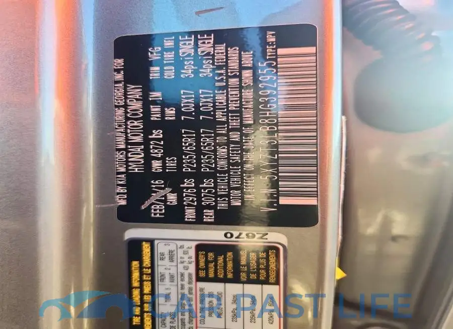 5XYZT3LB8HG392955# 13