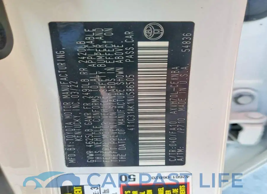 4T1C31AK1NU586505# 12