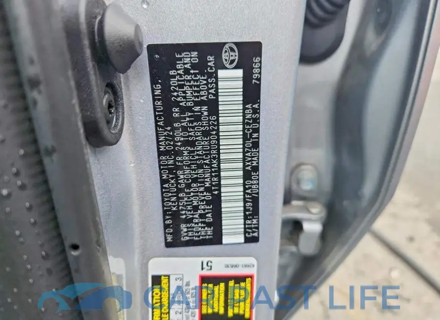 4T1R11AK3RU904226# 12