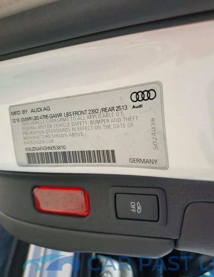 WAUDNAF43HN053810# 12