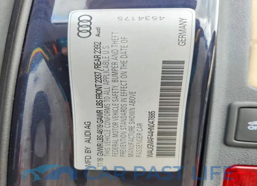 WAUGMAF44HN047885# 12