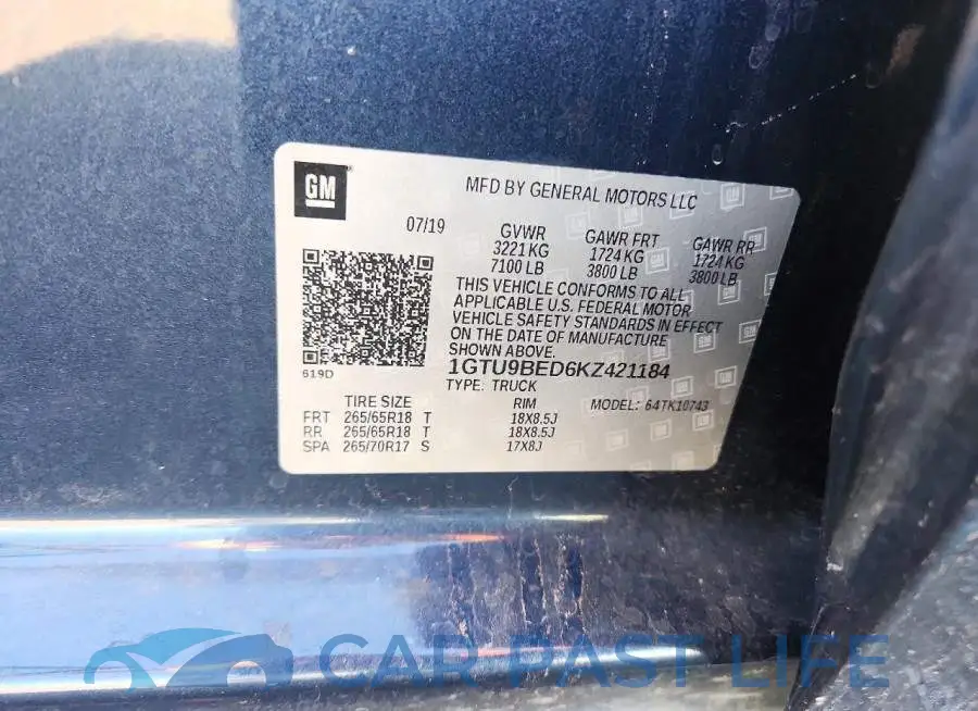1GTU9BED6KZ421184# 12