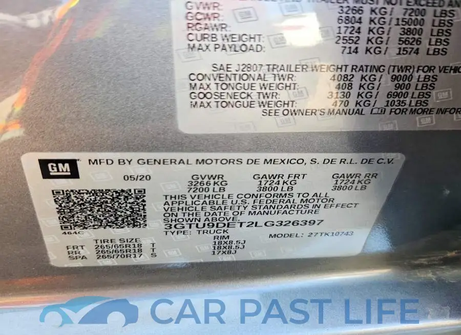 3GTU9DET2LG326397# 12