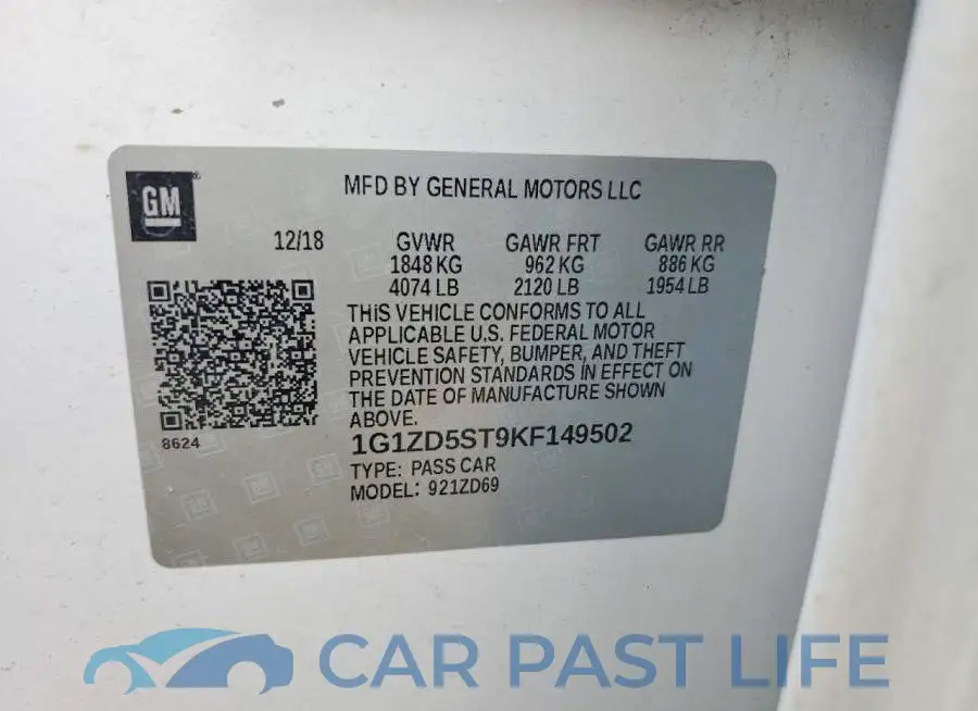 1G1ZD5ST9KF149502# 12
