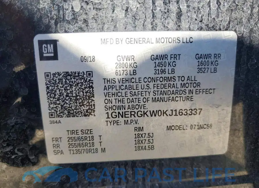 1GNERGKW0KJ163337# 13