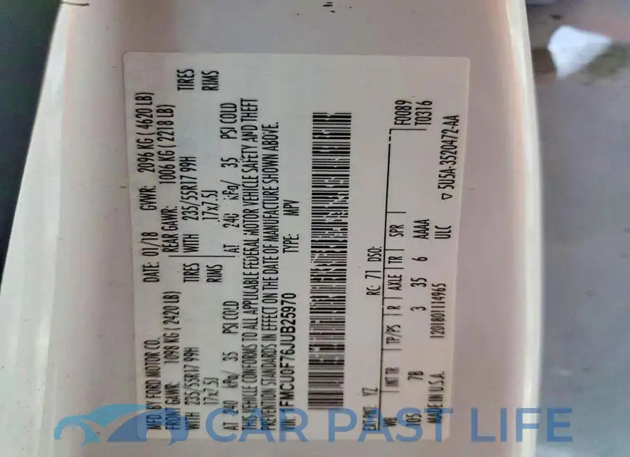 1FMCU0F76JUB25970# 13