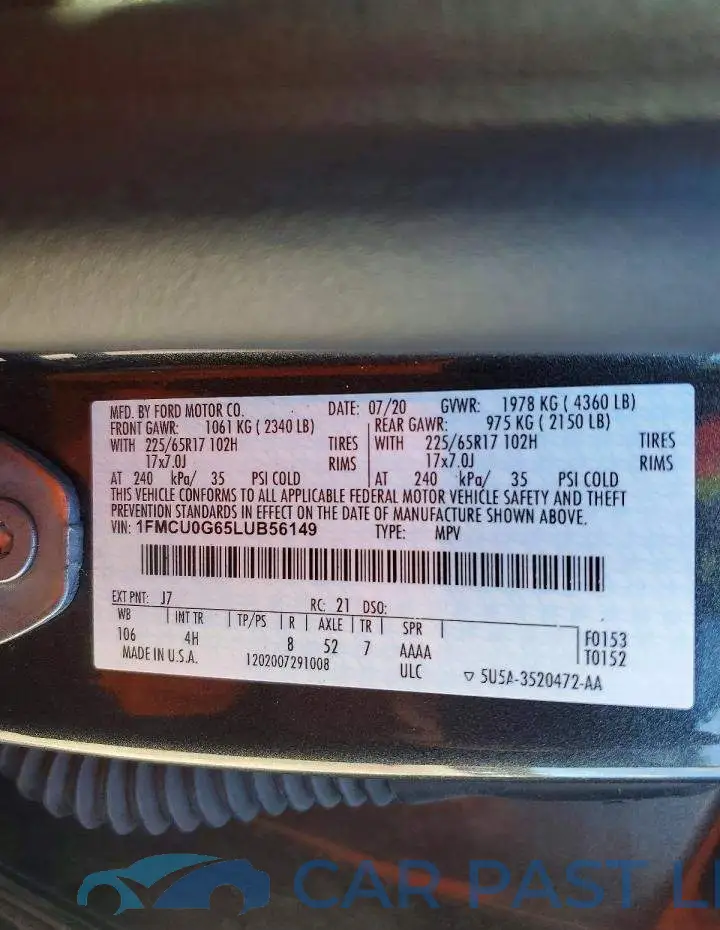1FMCU0G65LUB56149# 13