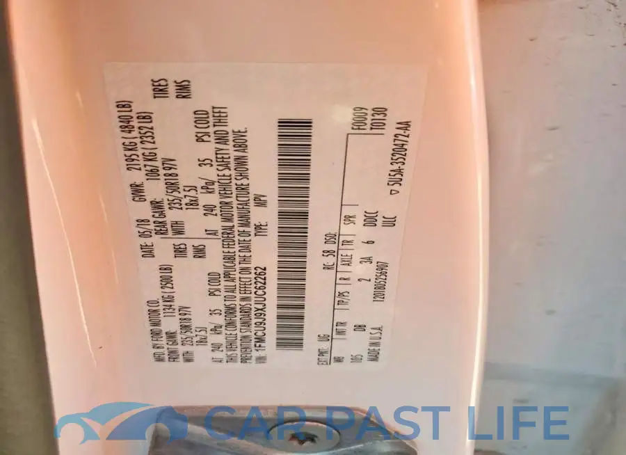 1FMCU9J9XJUC62262# 13