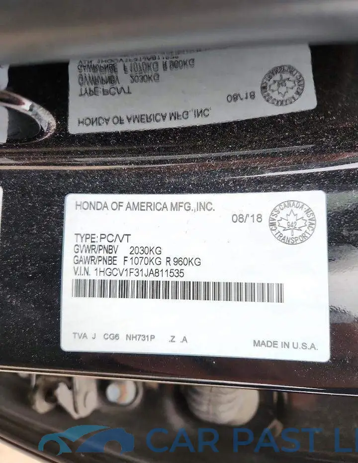 1HGCV1F31JA811535# 12