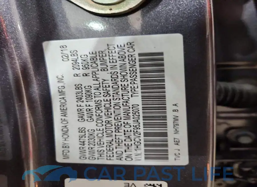 1HGCV2F95JA025070# 13