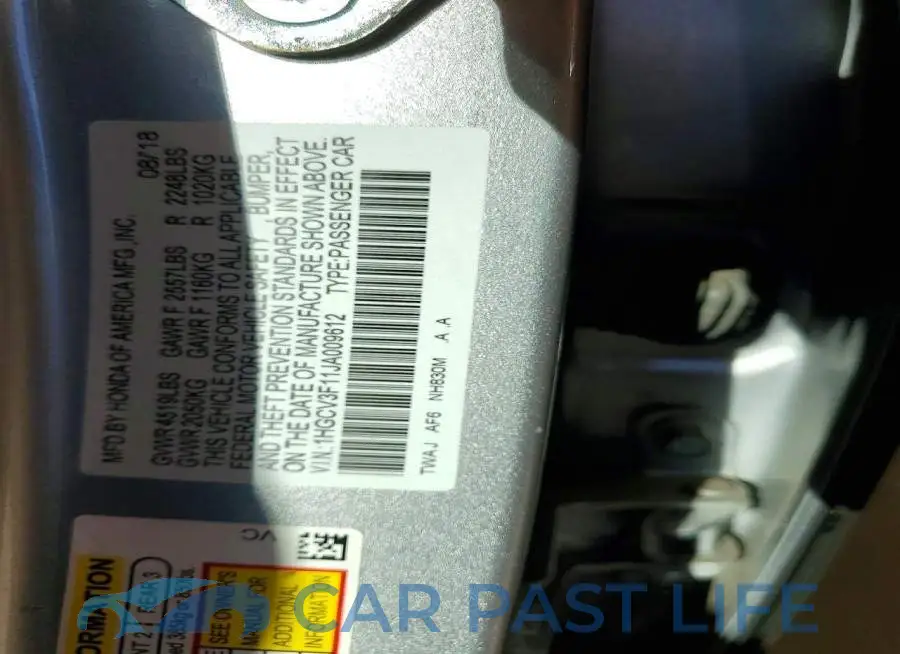 1HGCV3F11JA009612# 12
