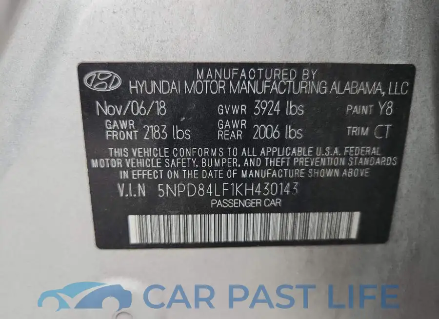 5NPD84LF1KH430143# 12