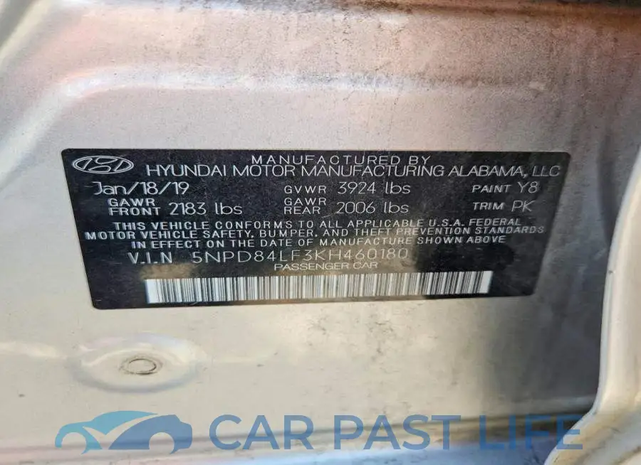 5NPD84LF3KH460180# 12