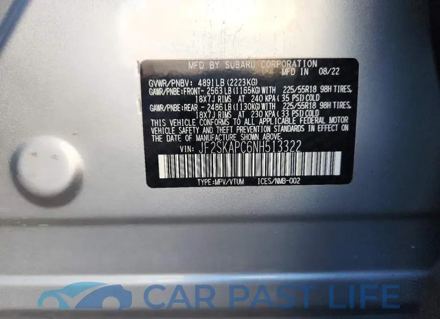 JF2SKAPC6NH513322# 13