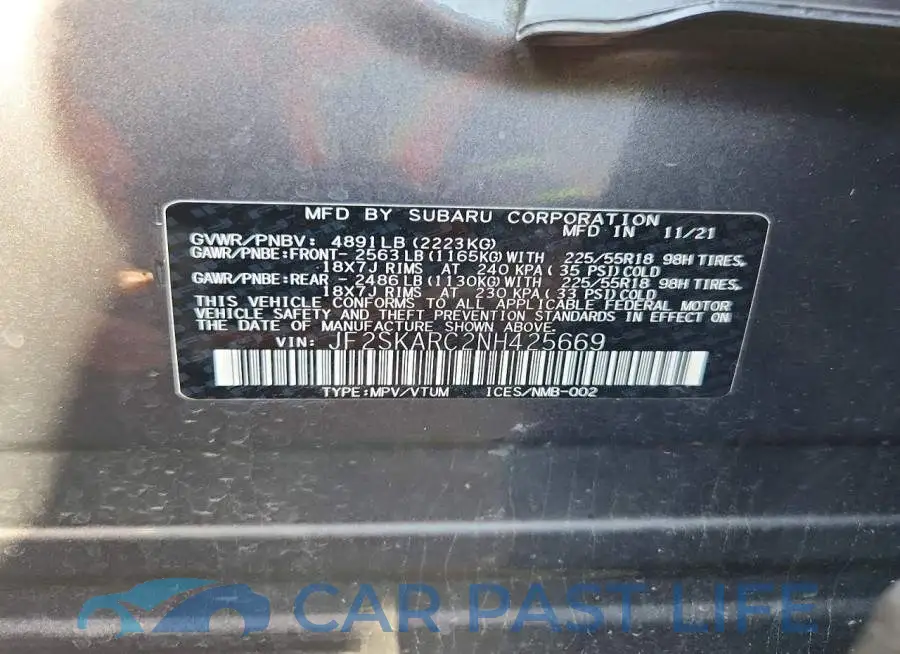 JF2SKARC2NH425669# 12