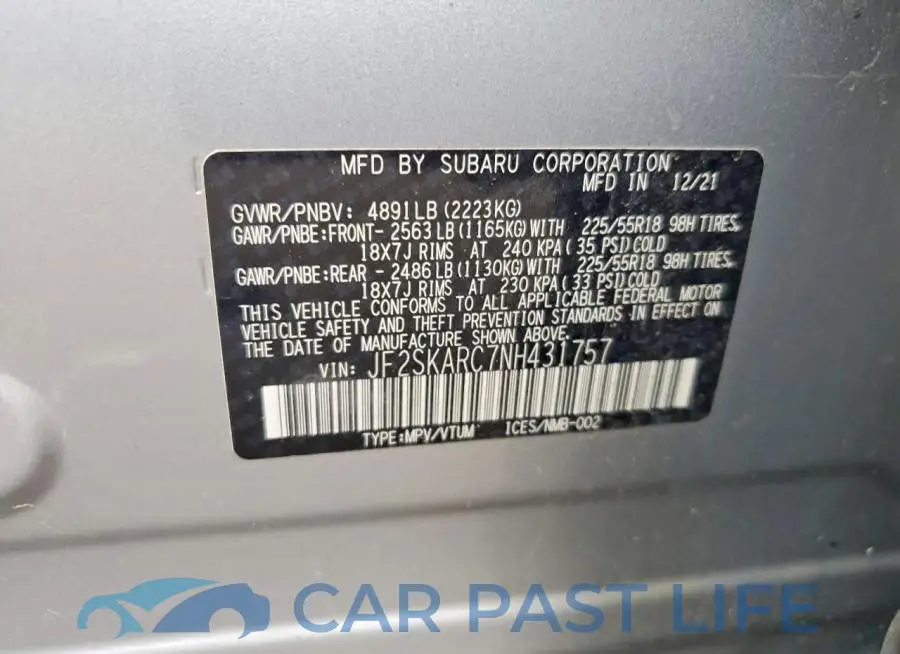 JF2SKARC7NH431757# 14