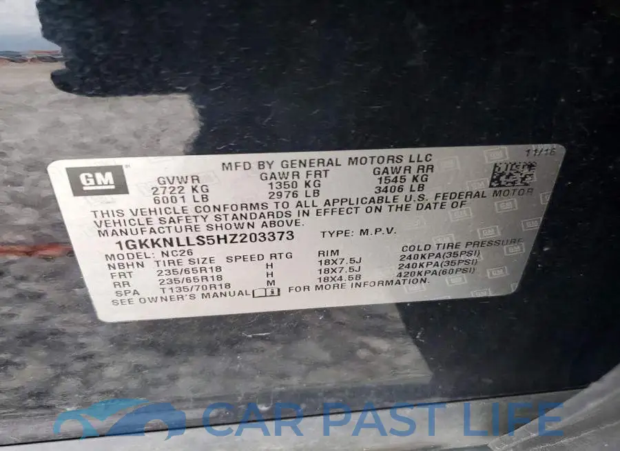 1GKKNLLS5HZ203373# 13