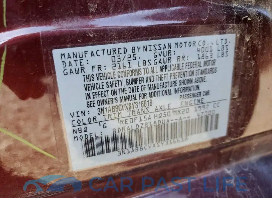 3N1AB8CVXSY316618# 13