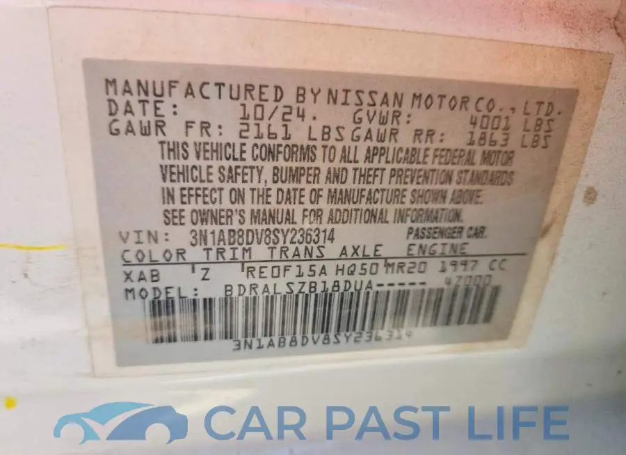 3N1AB8DV8SY236314# 12