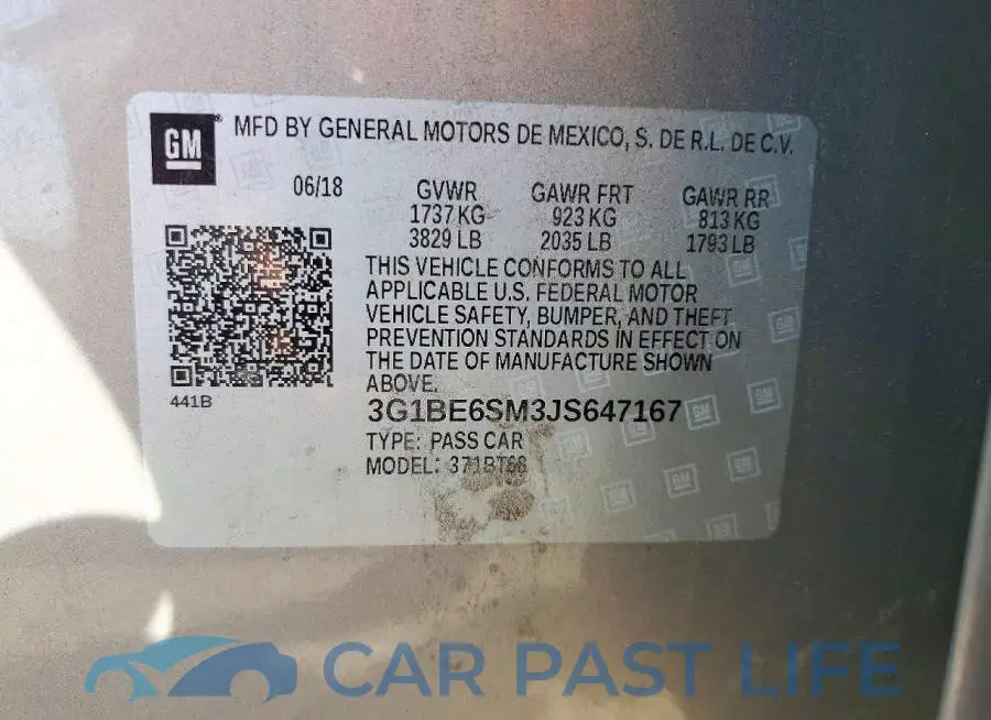 3G1BE6SM3JS647167# 12