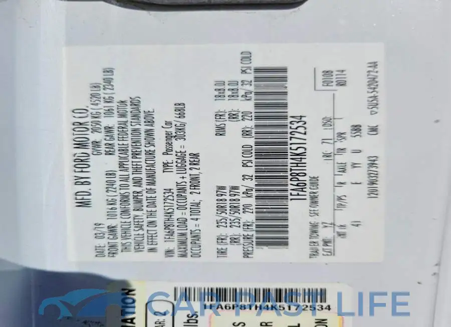 1FA6P8TH4K5172534# 12
