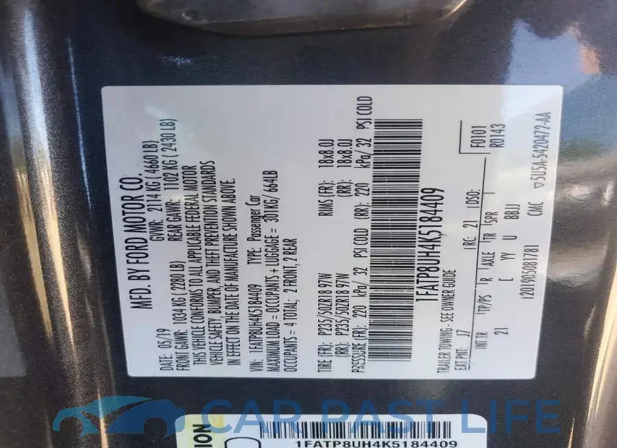 1FATP8UH4K5184409# 13
