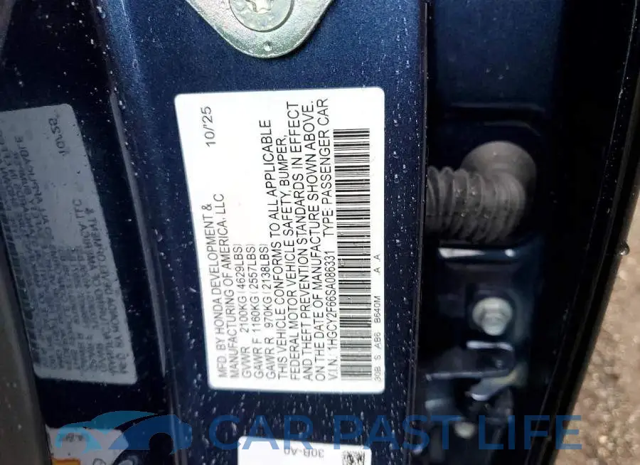 1HGCY2F66SA086331# 12