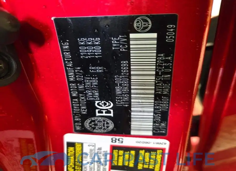 4T1K61BK8RU126698# 12
