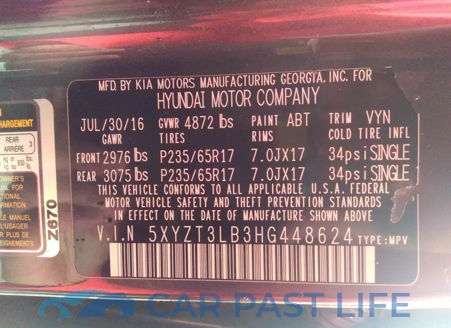 5XYZT3LB3HG448624# 9