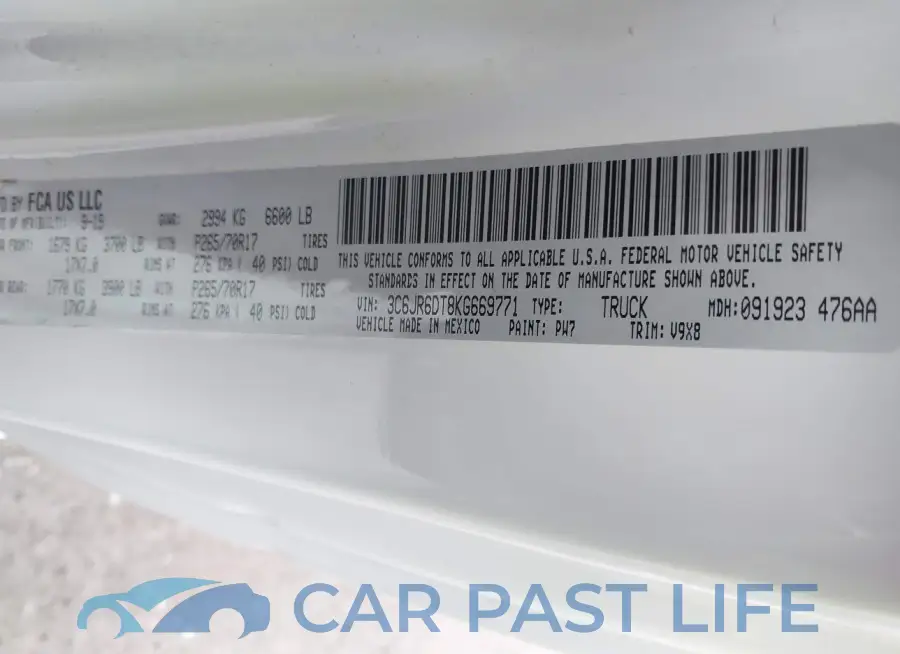 3C6JR6DT8KG669771# 9