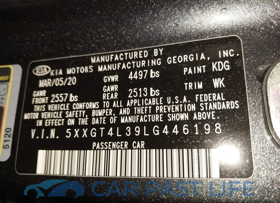5XXGT4L39LG446198# 9