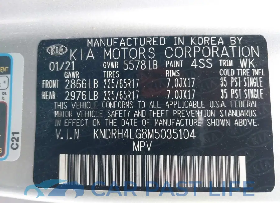 KNDRH4LG8M5035104# 9