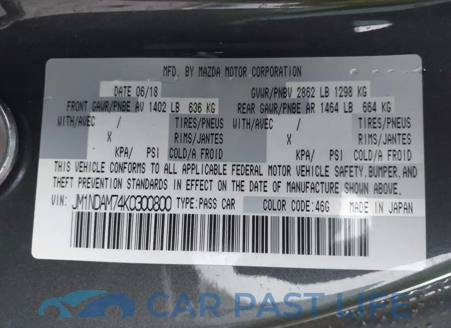 JM1NDAM74K0300800# 9