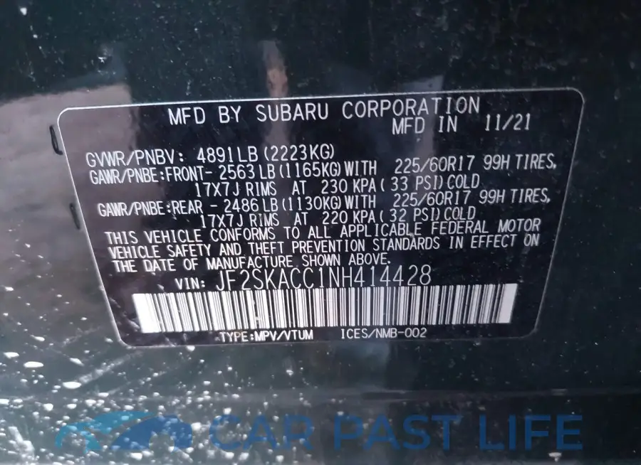 JF2SKACC1NH414428# 9
