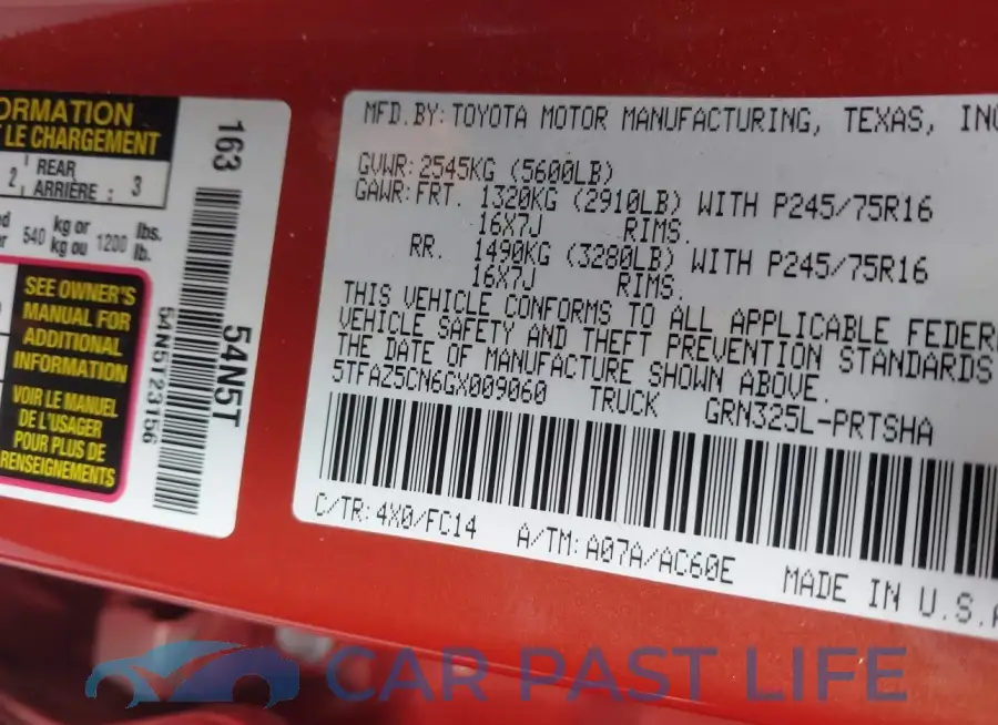 5TFAZ5CN6GX009060# 9