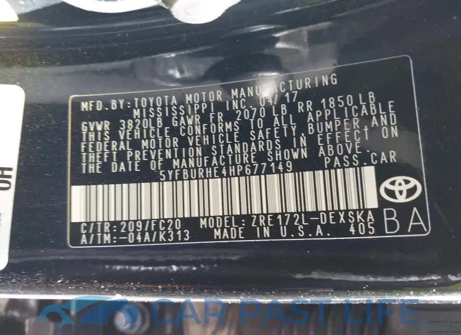 5YFBURHE4HP677149# 9