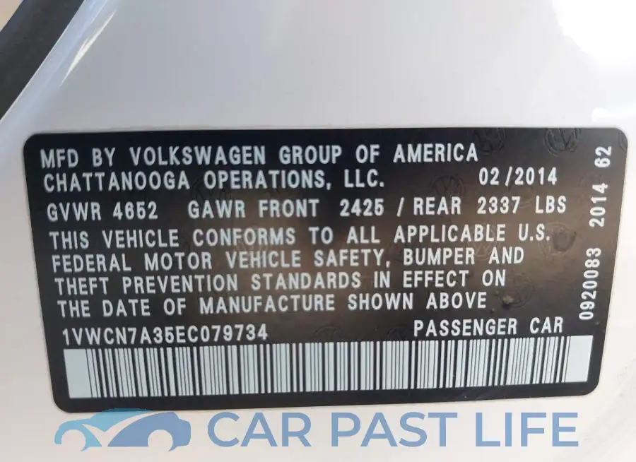 1VWCN7A35EC079734# 9