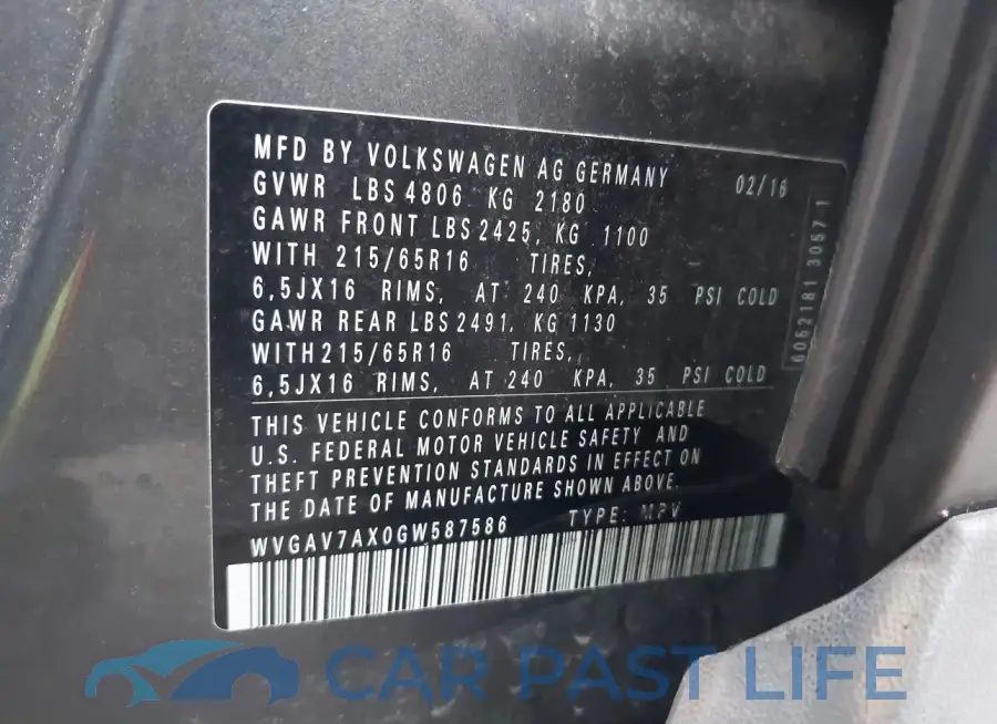 WVGAV7AX0GW587586# 9