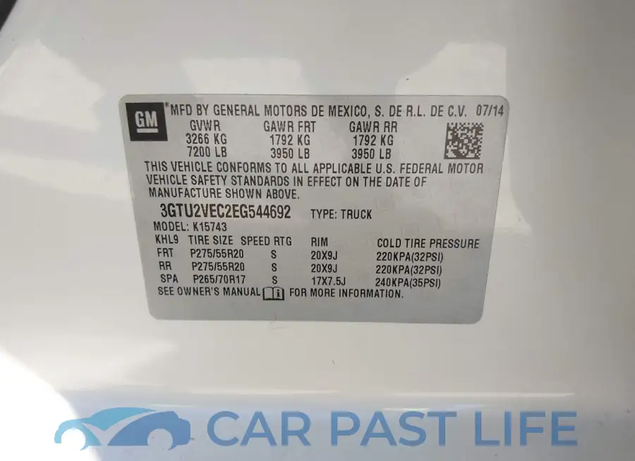 3GTU2VEC2EG544692# 9