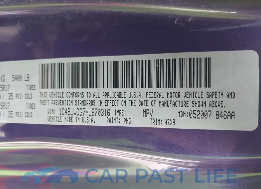 1C4BJWDG7HL670316# 9