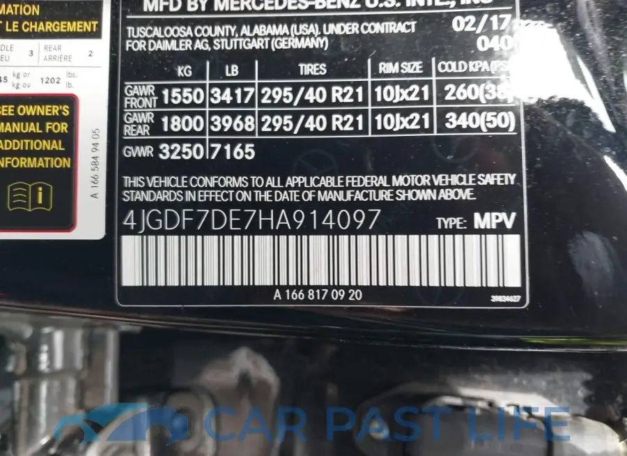 4JGDF7DE7HA914097# 9