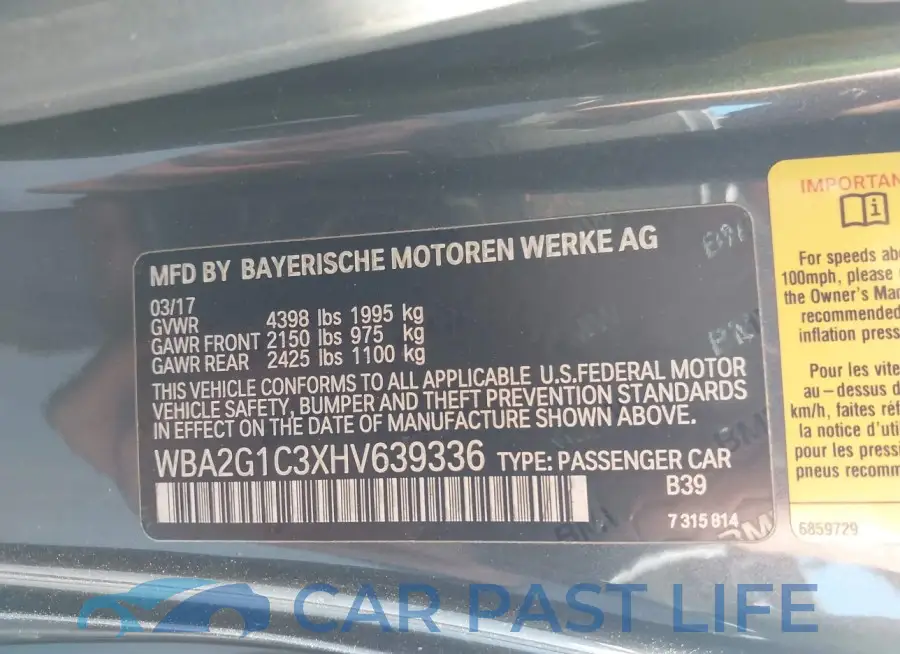 WBA2G1C3XHV639336# 9