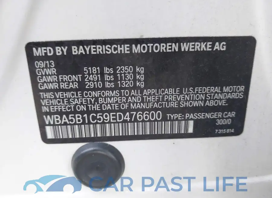 WBA5B1C59ED476600# 9
