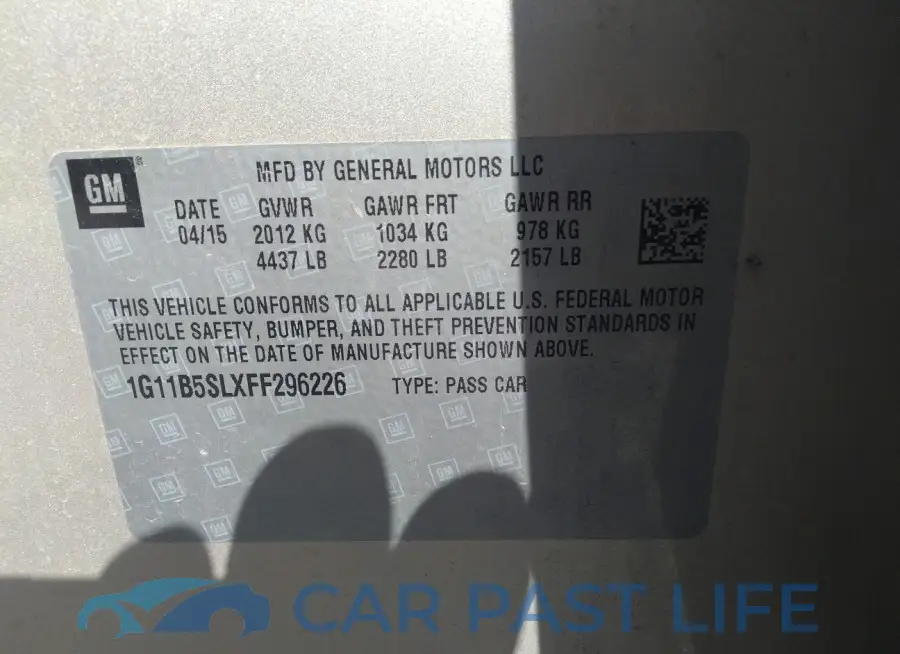 1G11B5SLXFF296226# 9